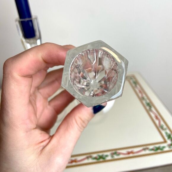 PAIR Oneida Hand-Cut Lead Crystal Taper Candle Holders 8.25โ Modern Elegance Cle - Picture 5 of 8